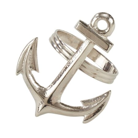 SARO NR973.S Anchor Design Napkin Ring  Silver - Set Of 4